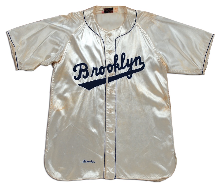 - 1945 Leo Durocher Brooklyn Game Worn Satin Uniform