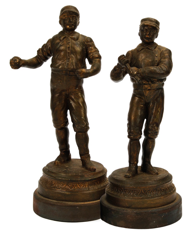Pair of Figural 19th Century Baseball Statues