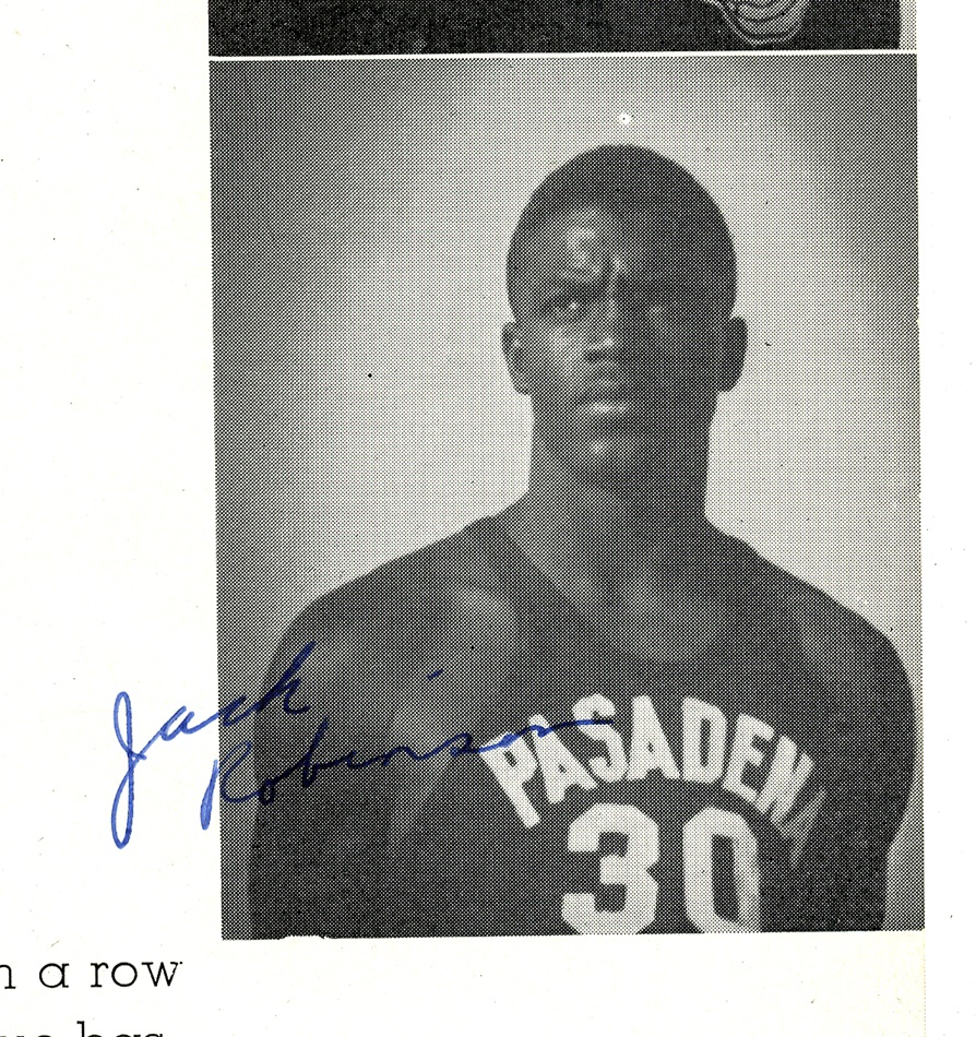 Baseball Autographs - Jackie Robinson Yearbooks (2) and Signed Yearbook Page