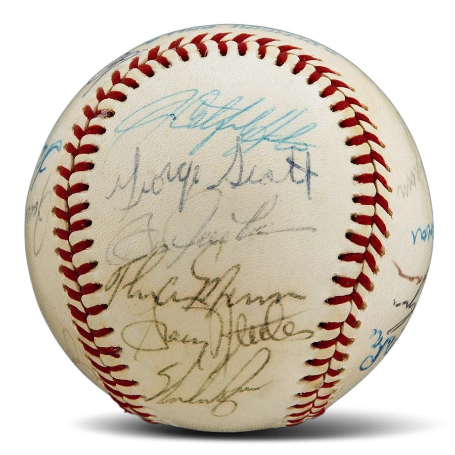 - 1975 American League All Stars Team Signed Baseball with Thurman Munson