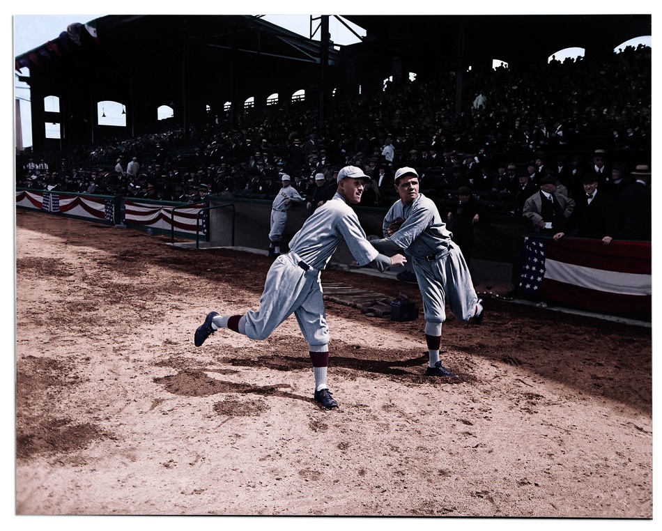 Ruth and Gehrig - Large Babe Ruth Colorized Photo Printed On Aluminum