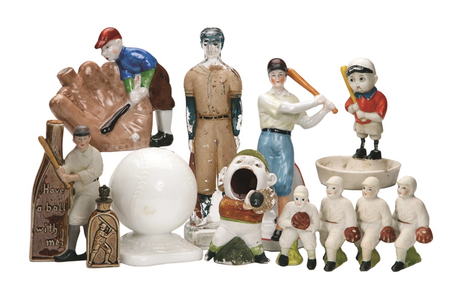 - Early 1900s Baseball China, Bisque & Glass Figures & Bottles