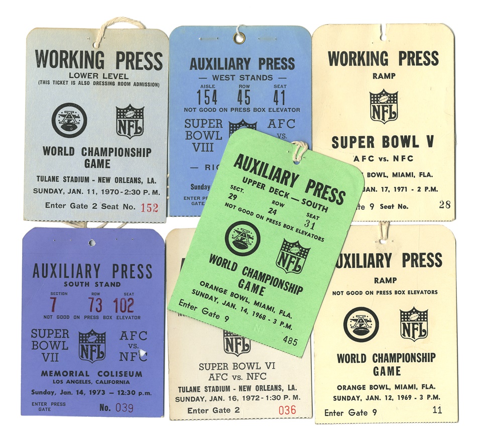 The Ike Kuhns Collection - Collection of Early Super Bowl Press Passes (7)
