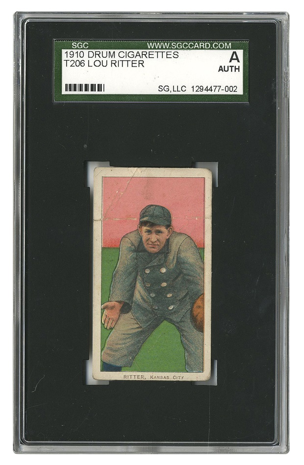 T206 Lou Ritter With Rare Drum Cigarettes Back