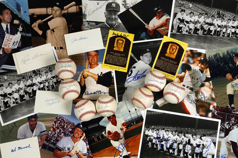 NY Yankees, Giants & Mets - New York Yankees Autograph Collection with Mantle, DiMaggio and Jeter