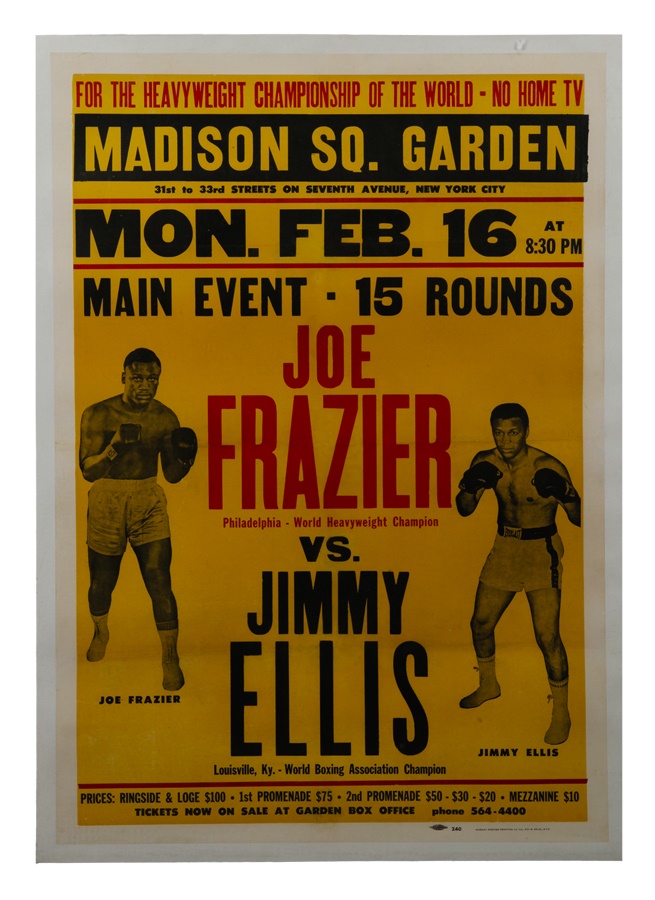 Muhammad Ali & Boxing - 1970 Joe Frazier vs. Jimmy Ellis On-Site Fight Poster