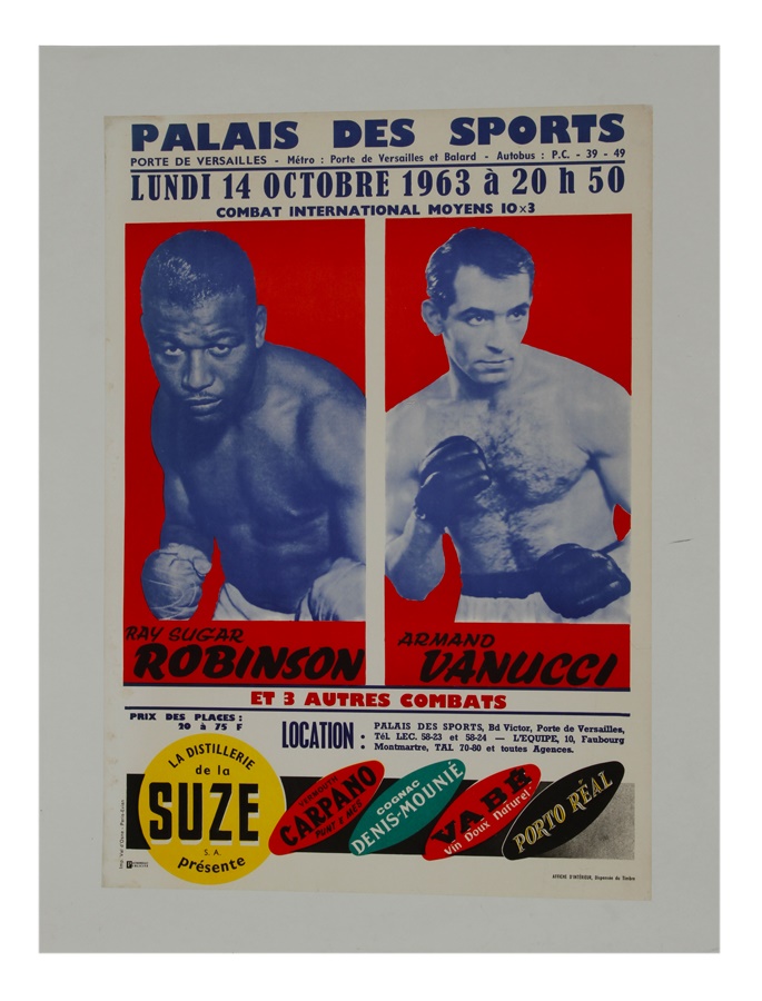 Muhammad Ali & Boxing - 1963 Sugar Ray Robinson vs. Armand Vanucci On-Site Fight Poster