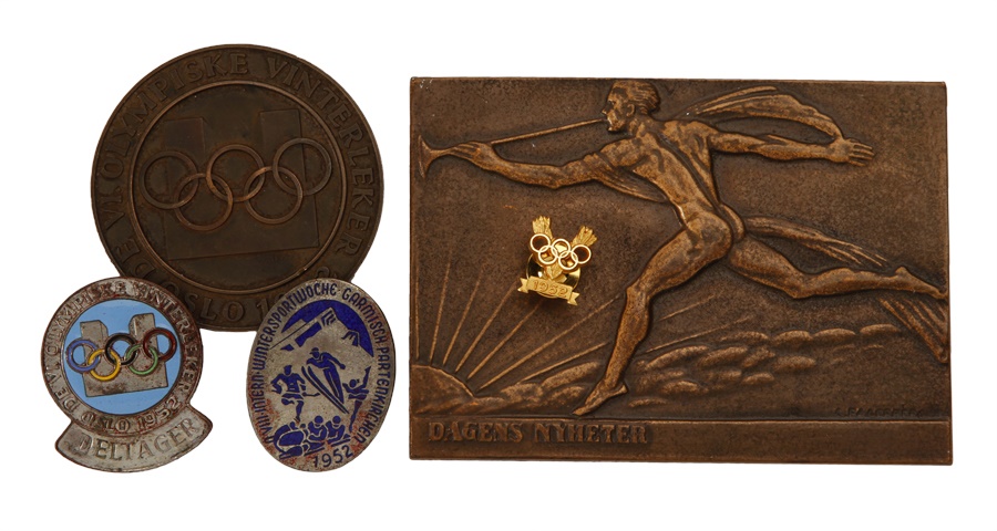 - Collection of 1952 Olympic Pins Including Bronze Partcipation Medal/Plaque