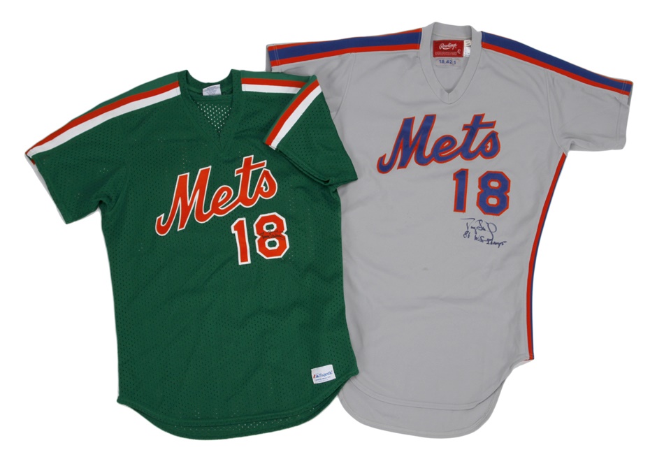 - Darryl Strawberry Met's Signed Game Used Jersey Pair