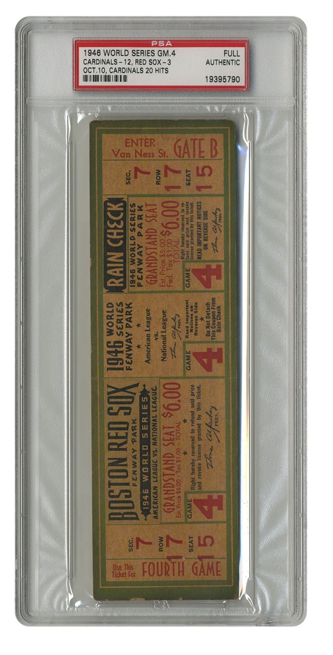 - Boston Red Sox 1946 World Series Full Ticket