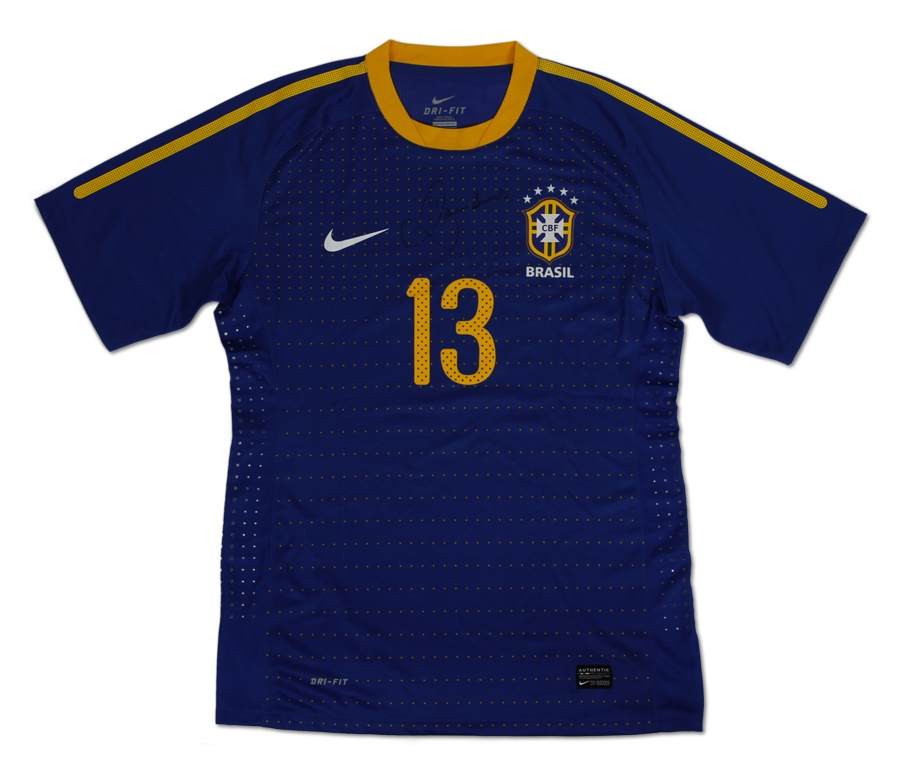 2010 Dani Alves Game-Used Autographed Brazil Road Jersey