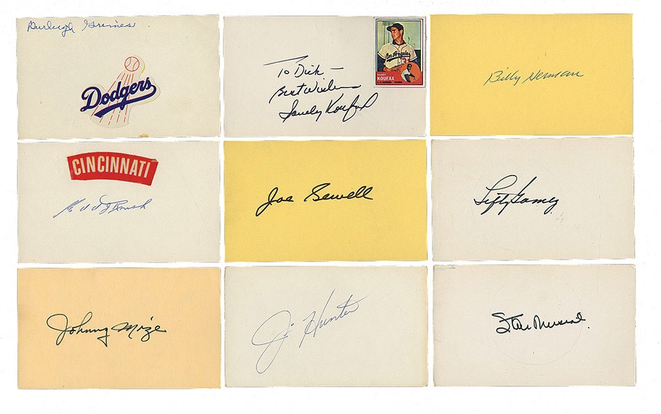 Baseball Autographs - Baseball Signed 3 x 5 Index Card Collection (186)