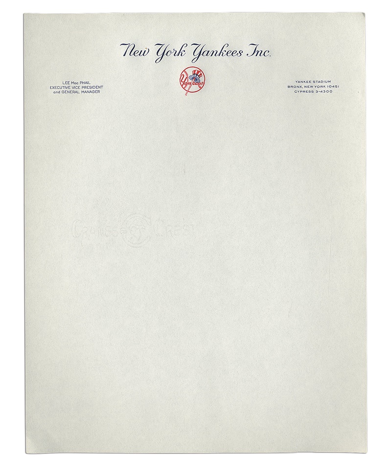 Baseball Autographs - 1950s-60s NY Yankees Vintage Stationary (62)