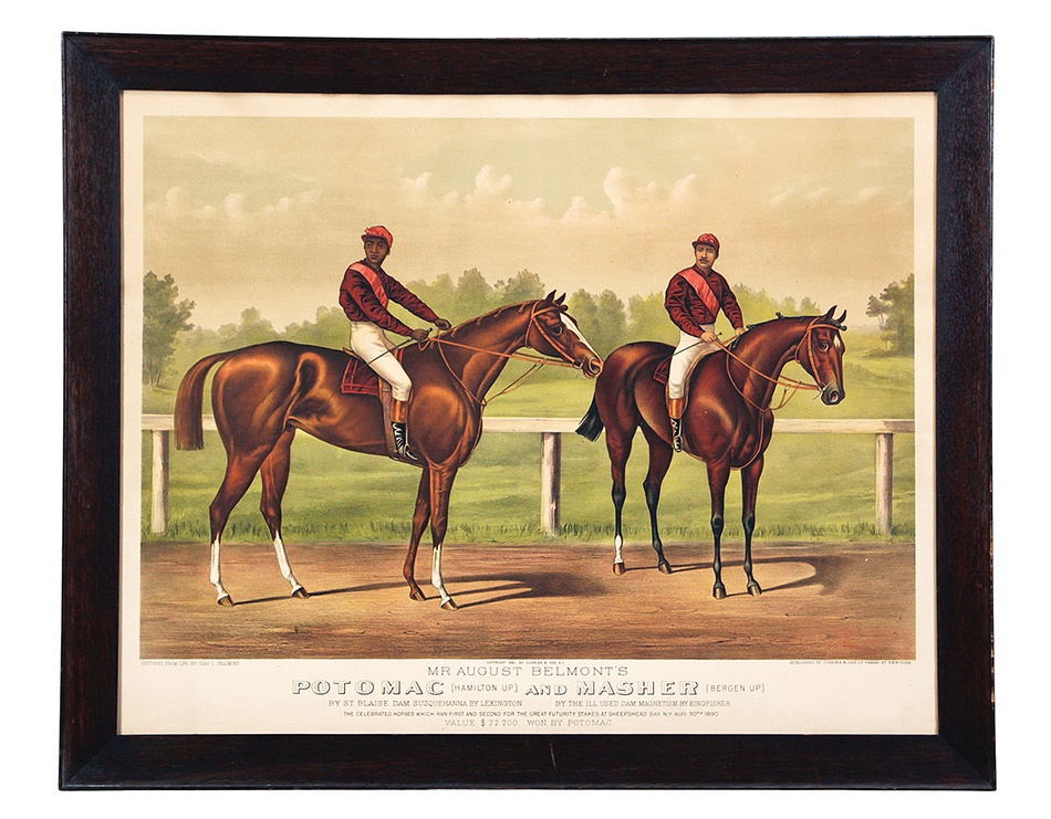 Stunning 1891 Currier and Ives New York Horse Racing Litograph