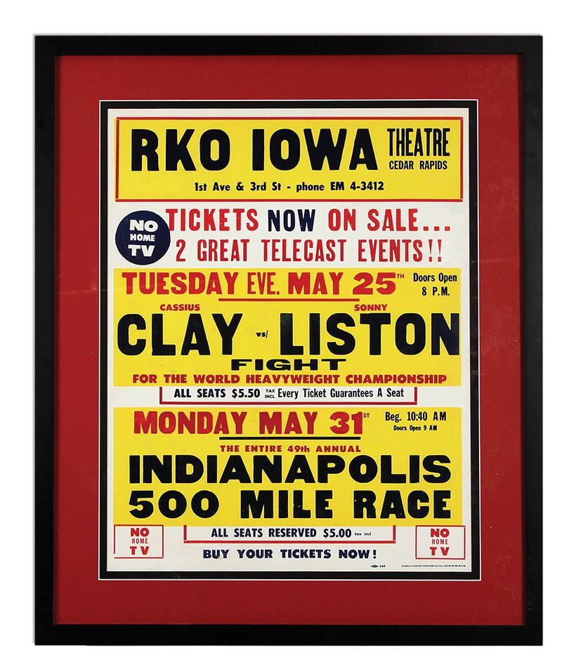 - Clay-Liston II Indy 500 Rare Double Window Card