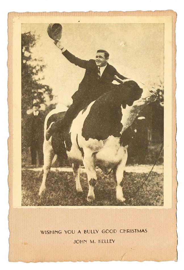 Babe Ruth Astride "King Jess" Christmas Card