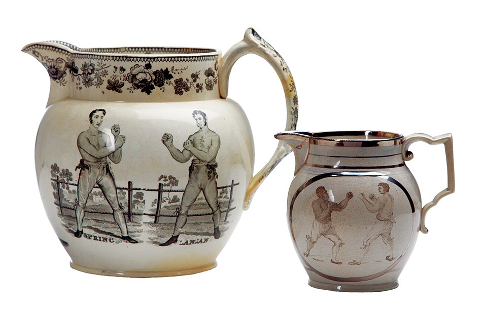 - Two 19th Century Staffordshire Boxing Pitchers