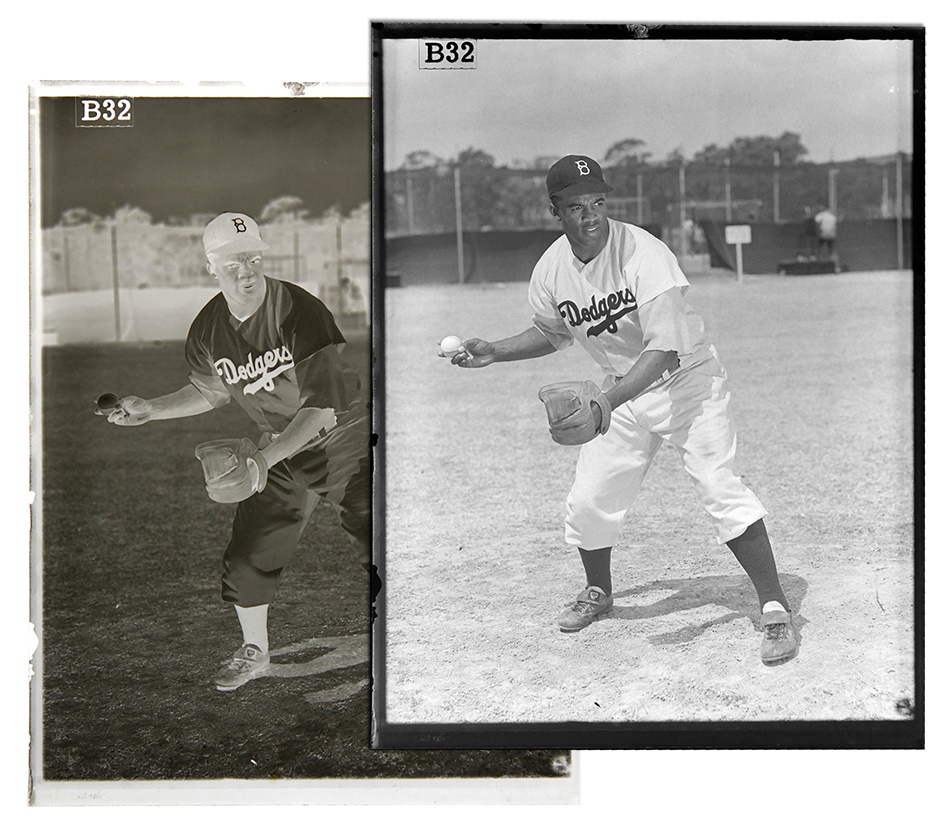 1940s Broooklyn Dodgers Glass Plate Negatives with Jackie Robinson Rookie (60)