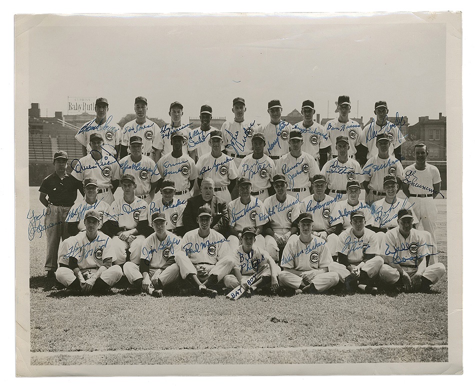 Baseball Autographs - 1955 Chicago Cubs Team Signed Photograph