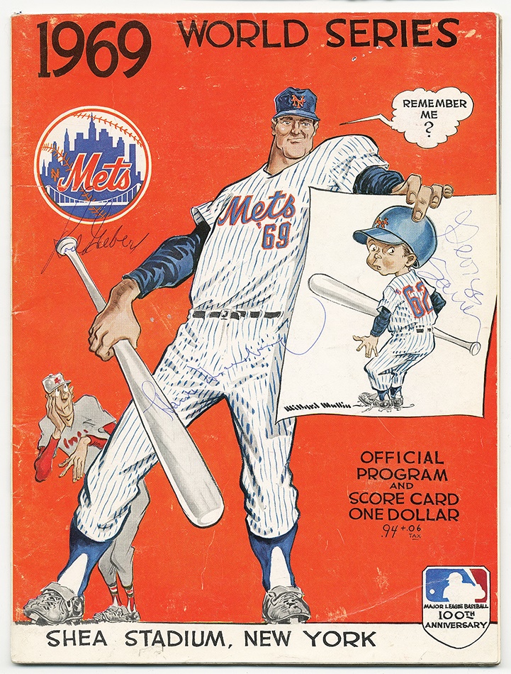 - 1969 Mets World Series Program & Tickets Signed by Hank Greenberg