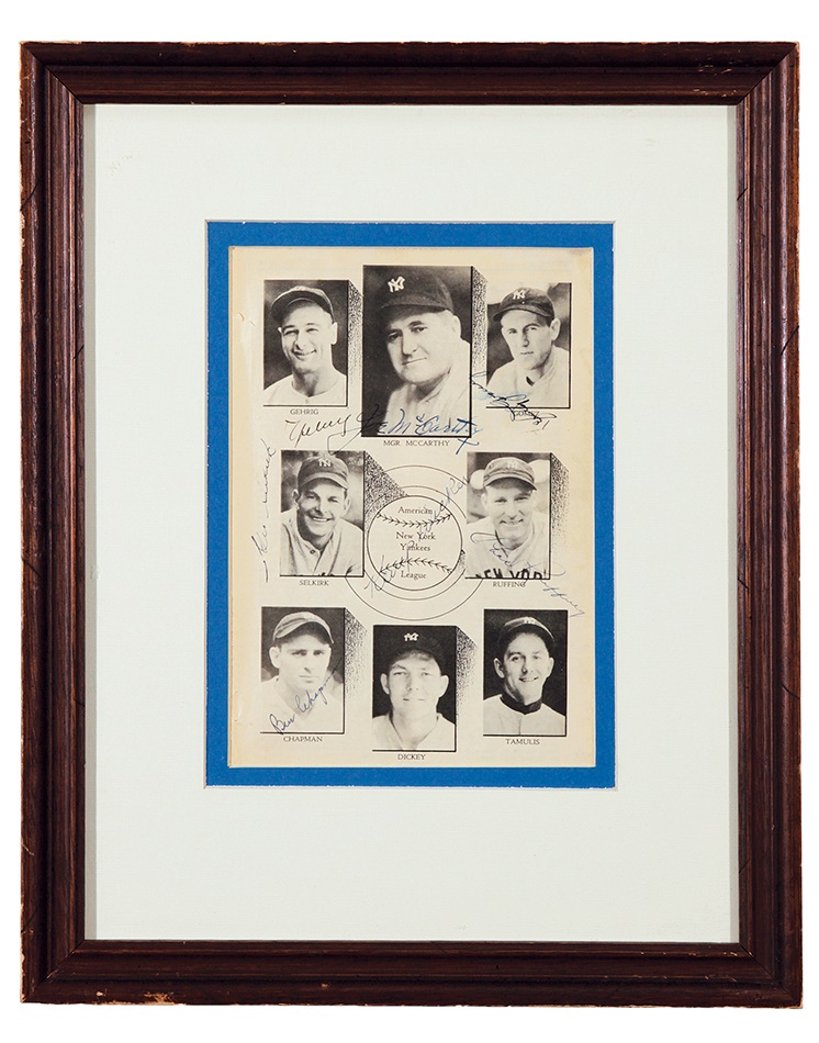 Baseball Autographs - New York Yankees 1930s Signed Who's Who Page With Gehrig
