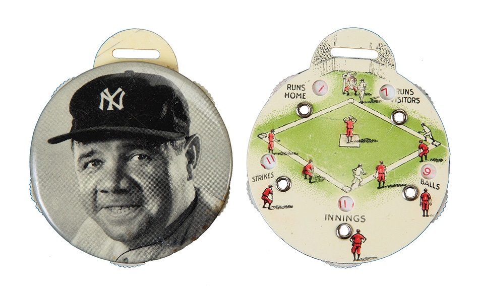 Ruth and Gehrig - Babe Ruth 1930s Quaker Oats Premium Scorers with Scarce "NY" Variation