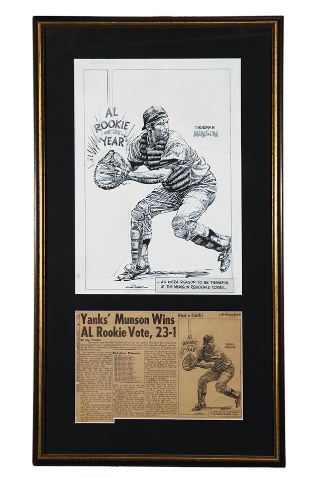NY Yankees, Giants & Mets - Thurman Munson Rookie of the Year Original Artwork