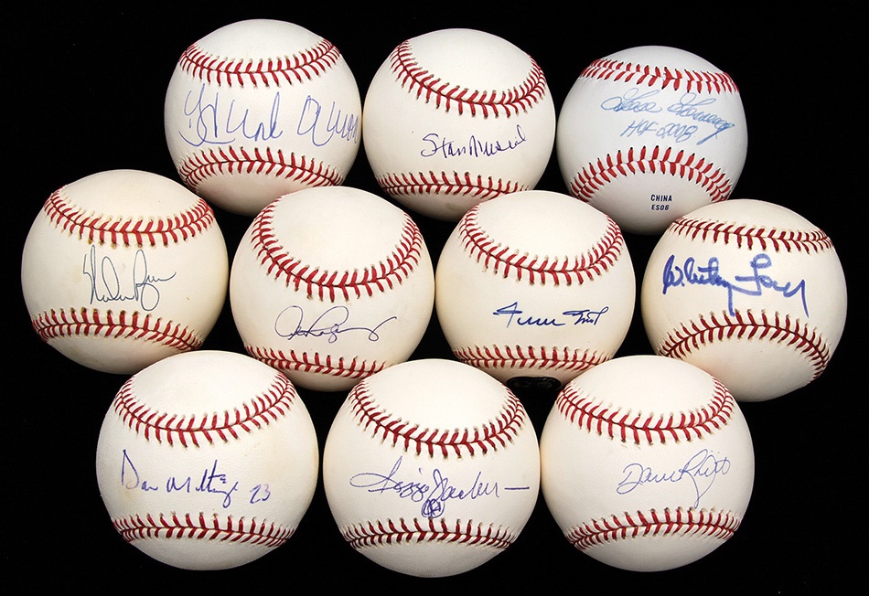 Baseball Autographs - Autographed Baseball Collection Including Mays. Aaron, Ryan, A-Rod and More (17)