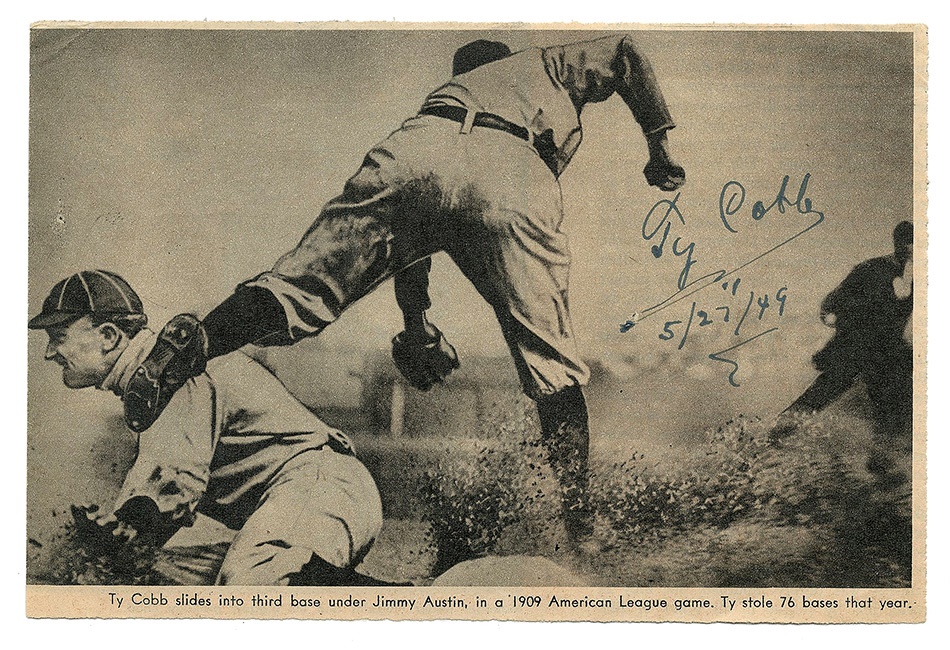 The Letter Writer Collection - Ty Cobb Slides Into Third Signed Photo