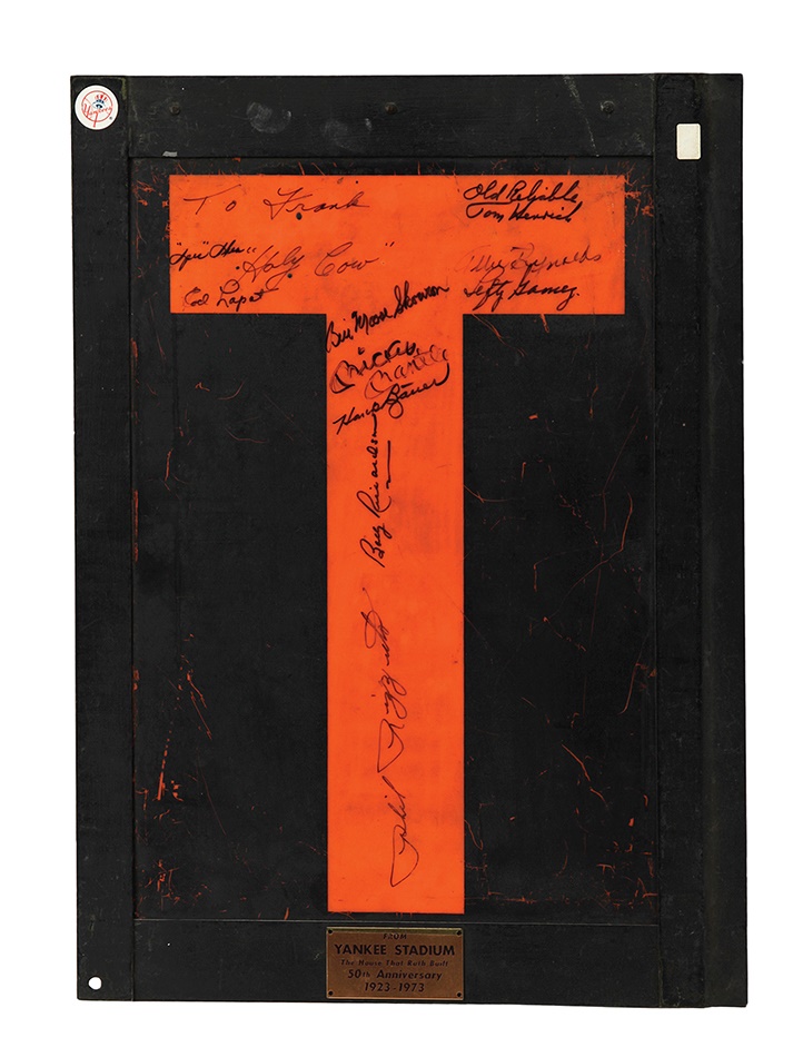 NY Yankees, Giants & Mets - New York Yankees Scoreboard Letter Signed by 10 Including Mickey Mantle