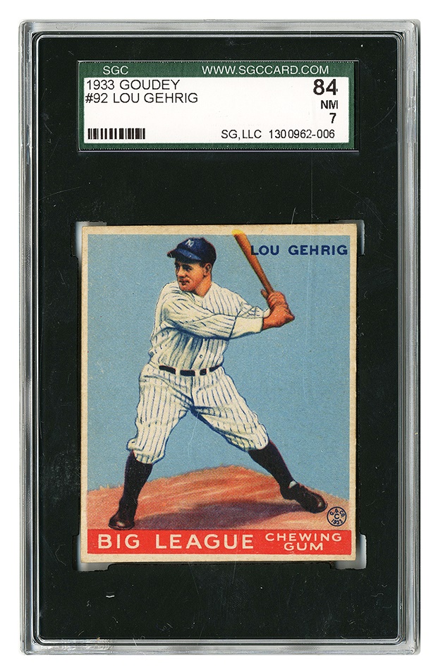 The Paul Welsch Goudey Collection - 1933 Goudey Lou Gehrig #92 SGC 84 NRMT 7