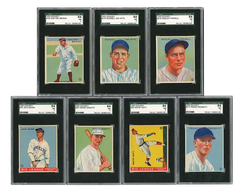 The Paul Welsch Goudey Collection - 1933 Goudey Collection Including Hoyt and Crosetti all SGC 84 NR-MT (7)
