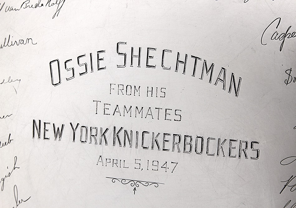 The Ossie Schectman Collection - Important Sterling Silver Tray Given By The 1946-47 Knicks To Ossie Schectman