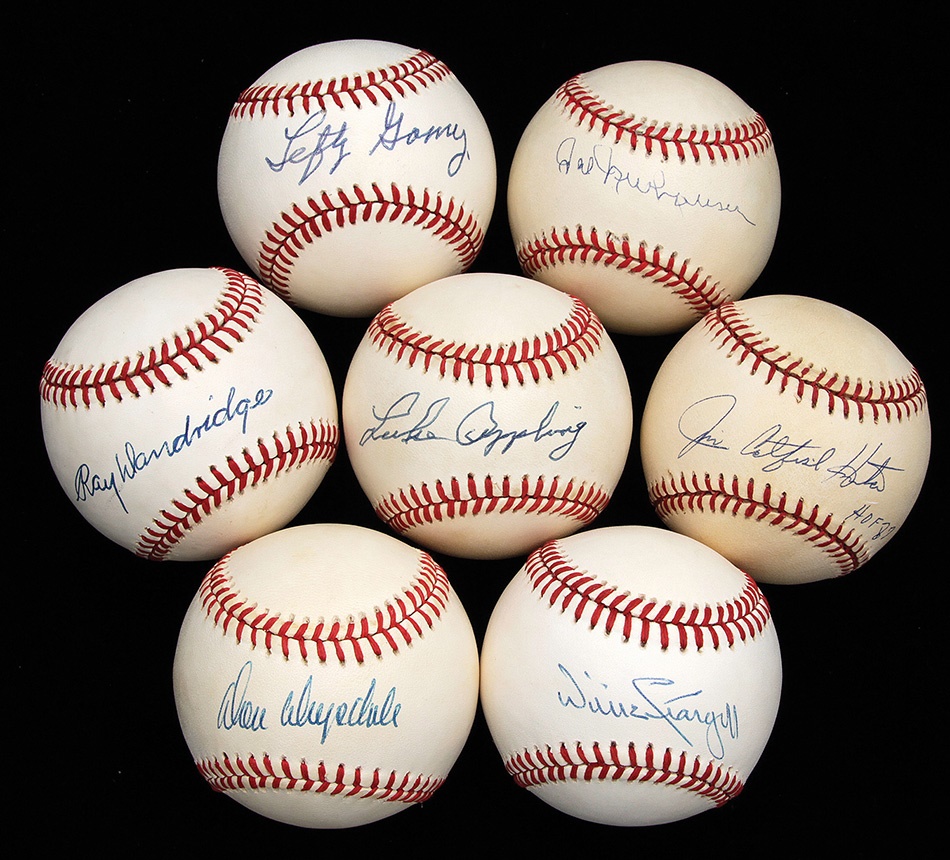 Baseball Autographs - In-Person Signed Deceased HOF Single Signed Baseball Collection (7)