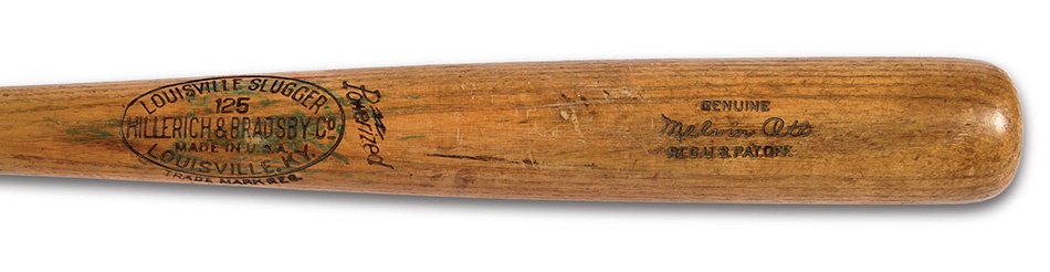 Baseball Equipment - 1937-40 Mel Ott Game Used Bat