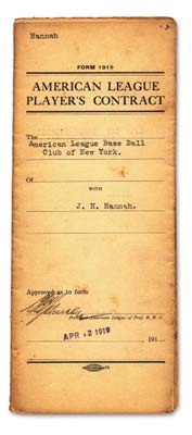- Ban Johnson & Jacob Ruppert Signed 1919 New York Yankees Contract