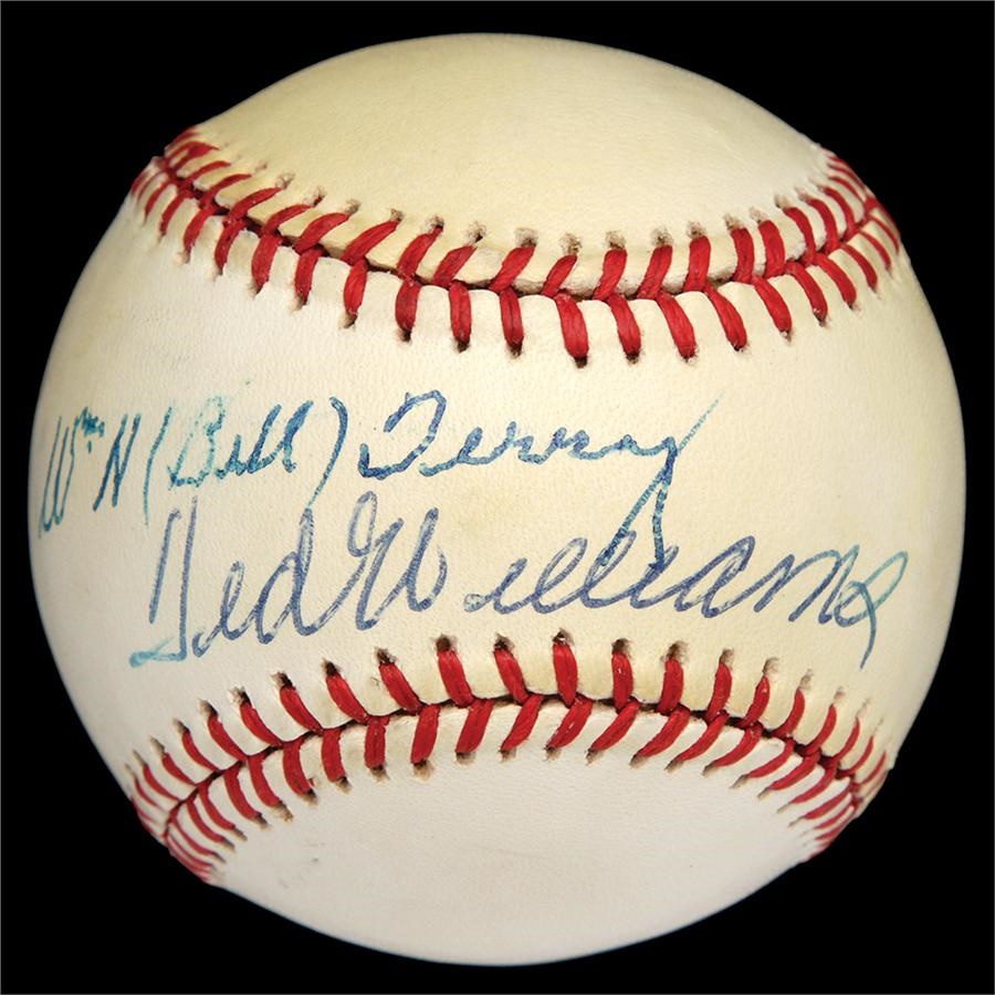Baseball Autographs - Ted Williams and Bill Terry .400 Hitters Signed Ball