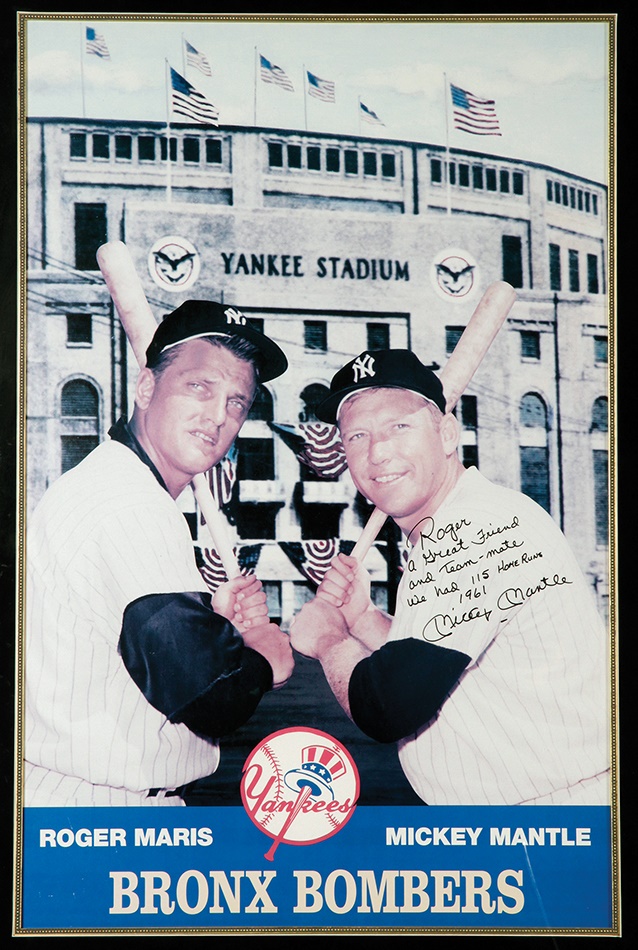 - Mickey Mantle Oversized Signed Photograph Inscribed to Roger Maris from the Greer Johnson Collection