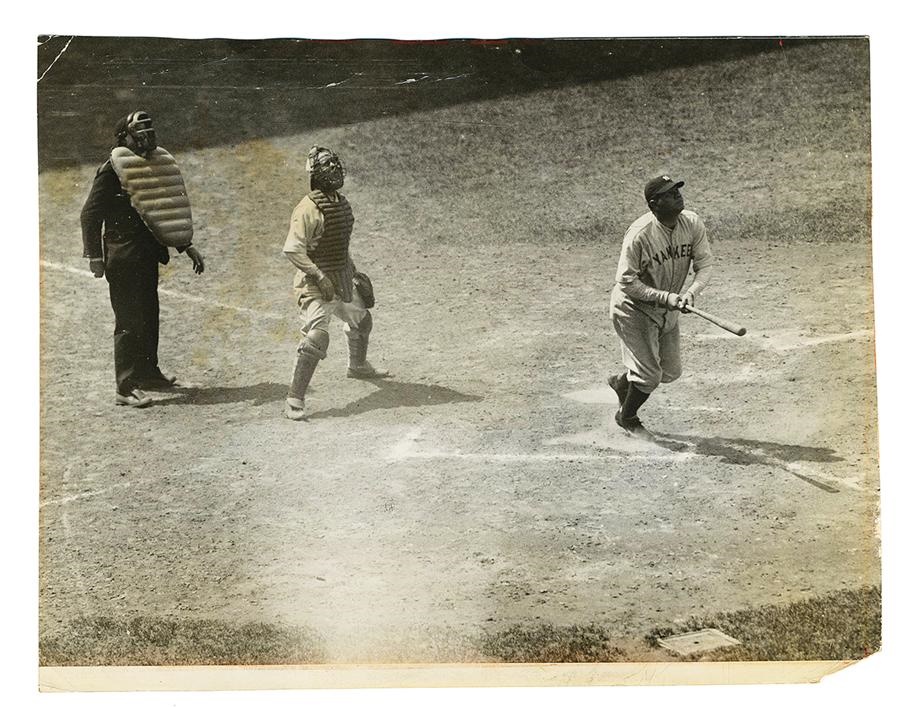 Ruth and Gehrig - Babe Ruth 3 Home Runs In One Game Wire Photo