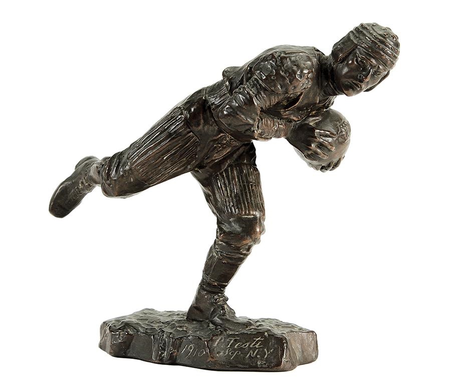 Sports Fine Art - Rare 1910 Football Player Bronze Statue
