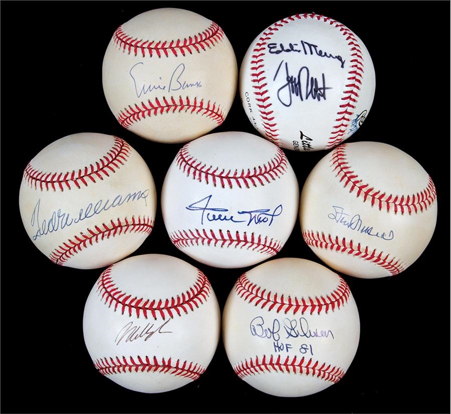 Baseball Autographs - Signed Baseball Collection Including Aaron, Mays, Williams (24)
