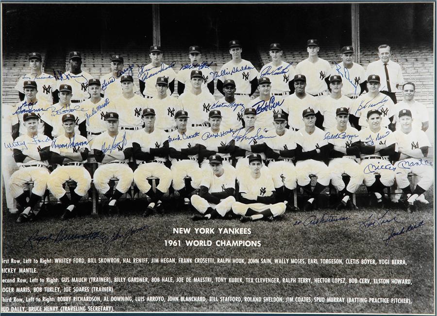 NY Yankees, Giants & Mets - Large Format 1961 World Champion New York Yankees Team-Signed Photo
