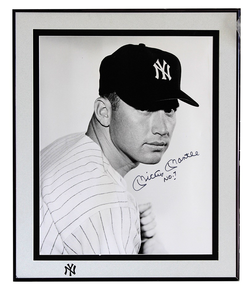 Baseball Autographs - Mickey Mantle & Joe DiMaggio Signed 16x20 Photos (2)