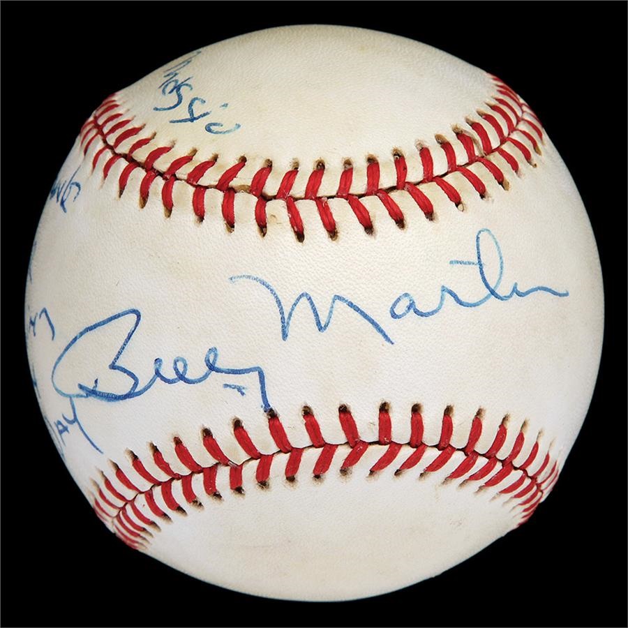 NY Yankees, Giants & Mets - Billy Martin Signed Ball Inscribed to DiMaggio