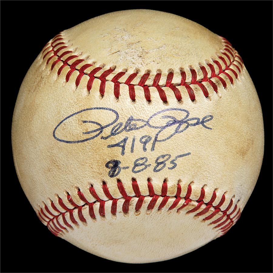 Baseball Equipment - The Ball That Drove Pete Rose in After Tying Cobb's Record