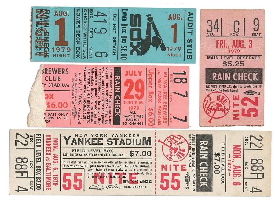 NY Yankees, Giants & Mets - Thurman Munson-Related Ticket Group Including Full (5)