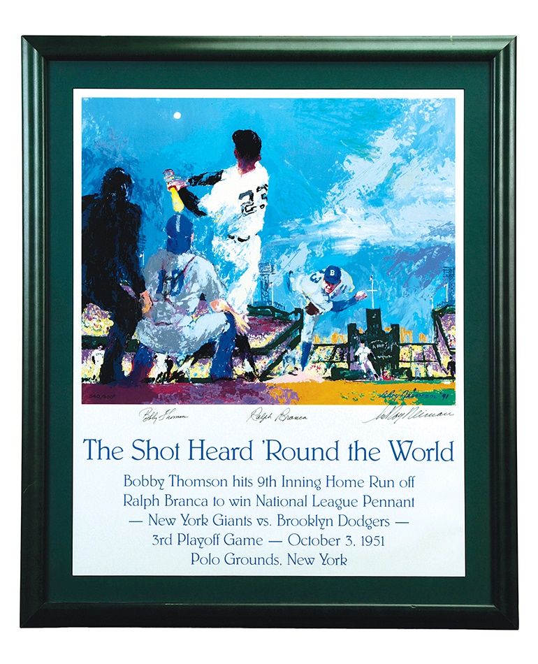 Baseball Autographs - Shot Heard 'Round the World LeRoy Neiman Poster Signed