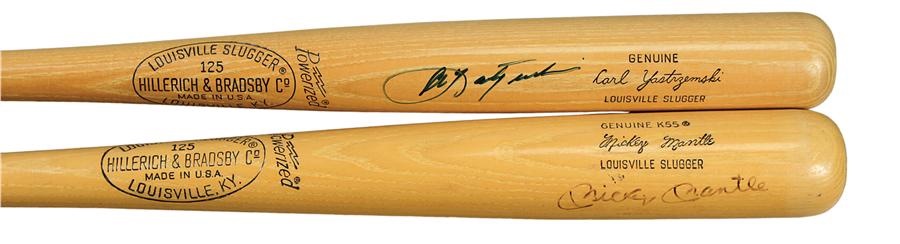 Baseball Autographs - Mickey Mantle & Carl Yastrzemski Signed Baseball Bats