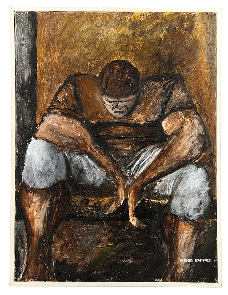 Sports Fine Art - Untitled Football Painting By Acclaimed African-American Artist Ernie Barnes