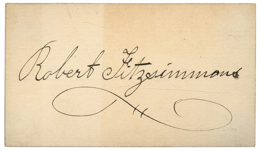 - Robert Fitzsimmons Signed Business Card As Middleweight Champion